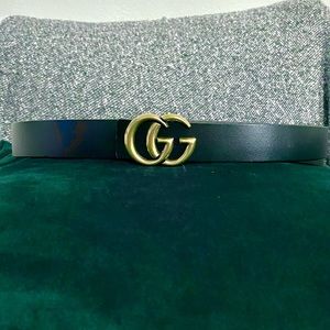 Gucci Belt - Thin Black and Gold